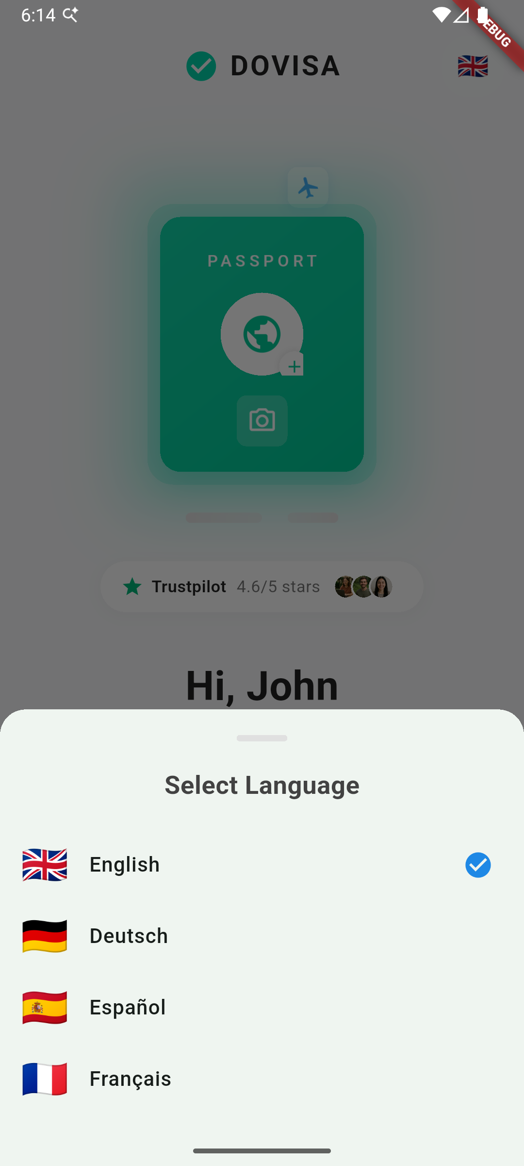 Multi-language support interface showing language selection